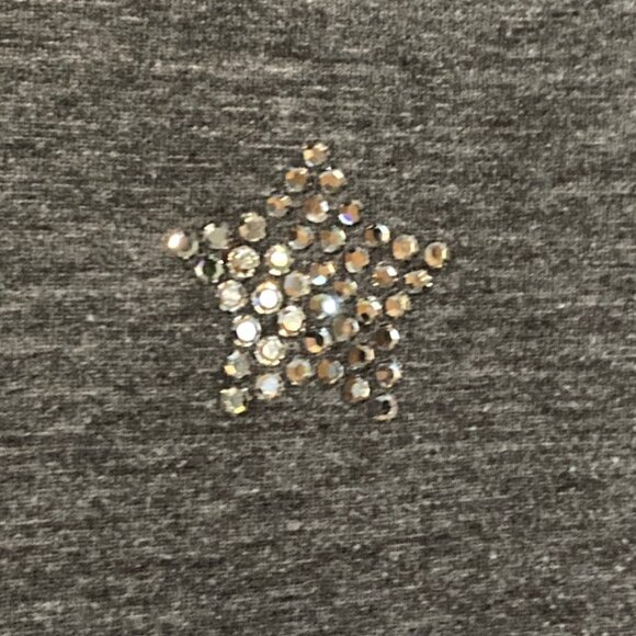 Gray Short Sleeve T Shirt with Swarovski Crystals Star - Size M/L - Picture 4 of 8